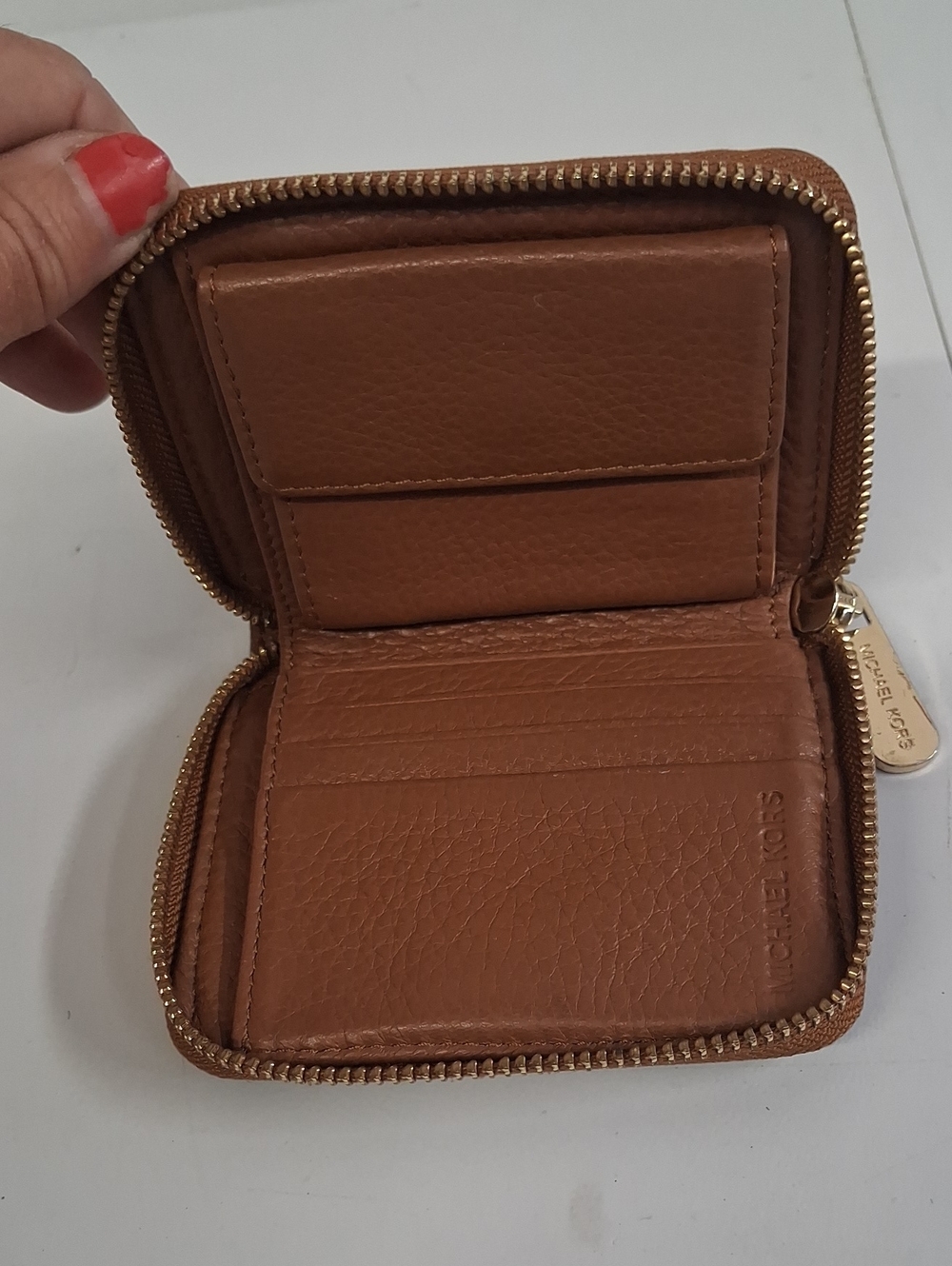 Womens Michael Kors Brown Leather Zip Bi-fold Wallet - Picture 3 of 5